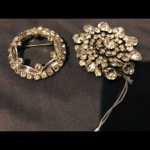 Pair of rhinestone brooches